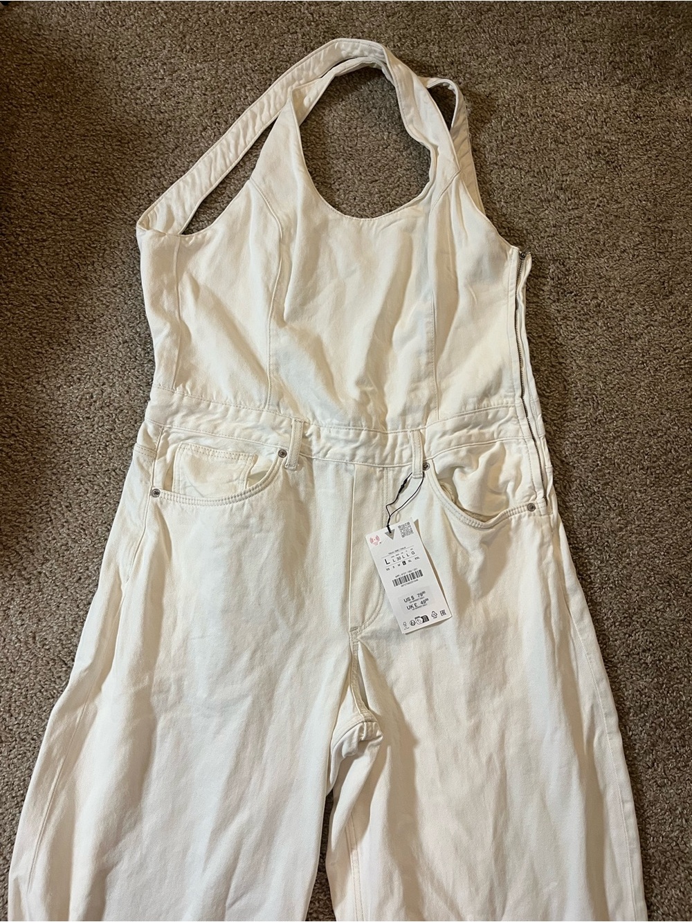 Zara White Backless Wide-Leg Jumpsuit - Picture 8 of 11